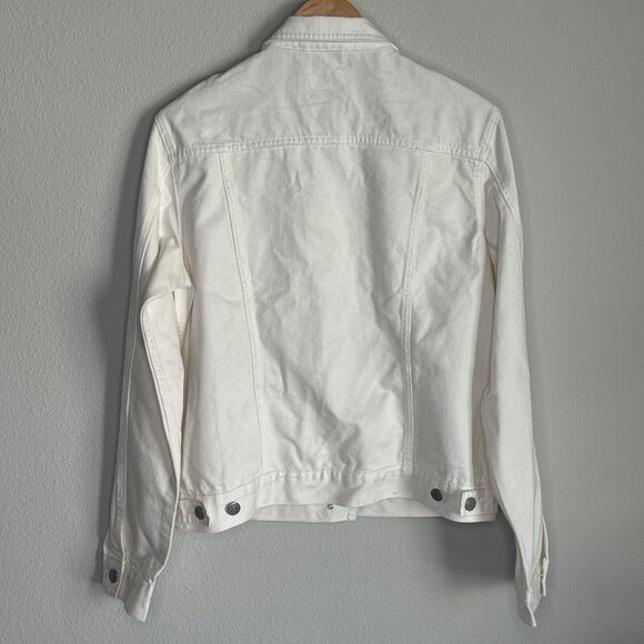 Marine Layer Women's White Button-Front Denim Jacket Size Large - Picture 2 of 5